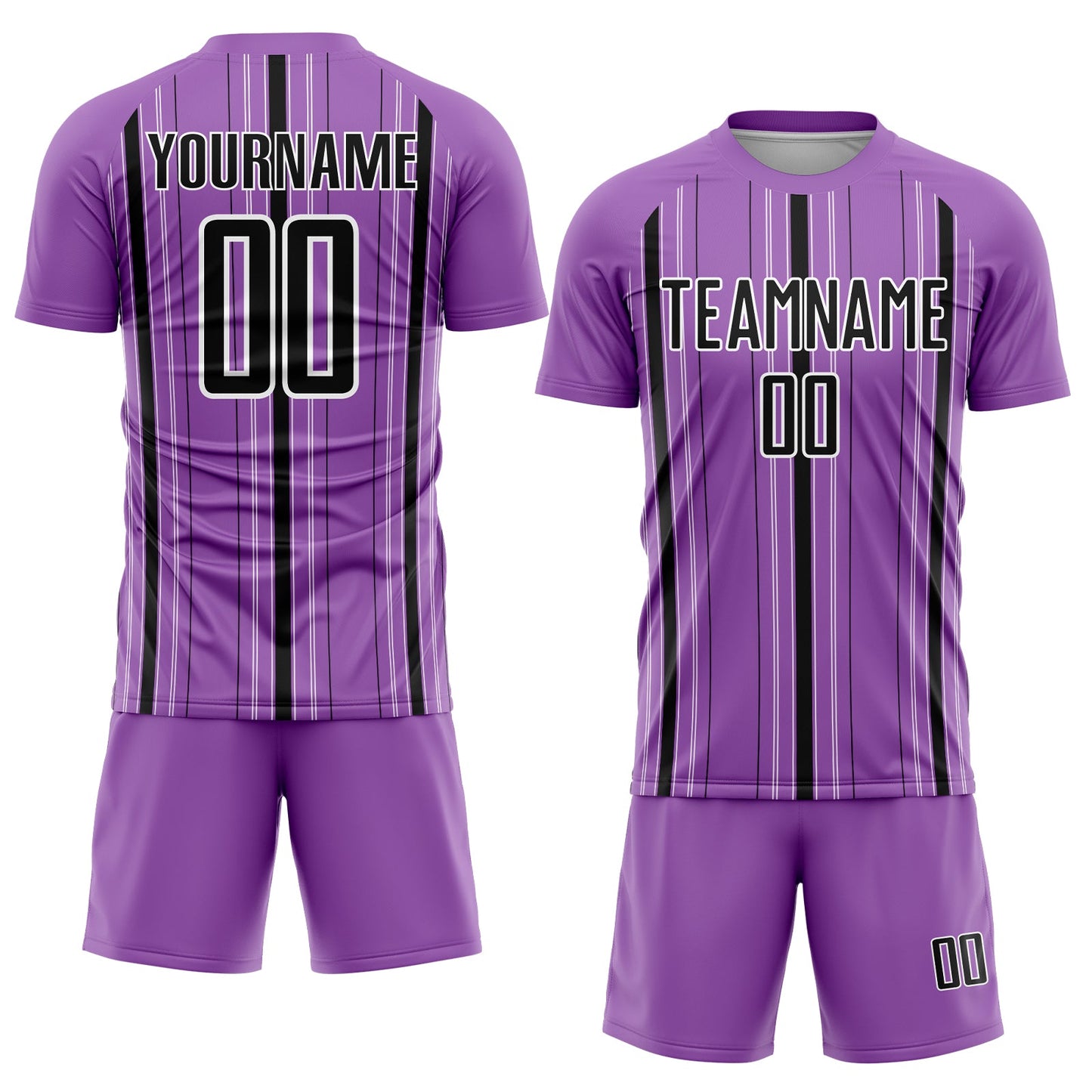 Custom Medium Purple Black-White Stripe Sublimation Soccer Uniform Jersey Limited