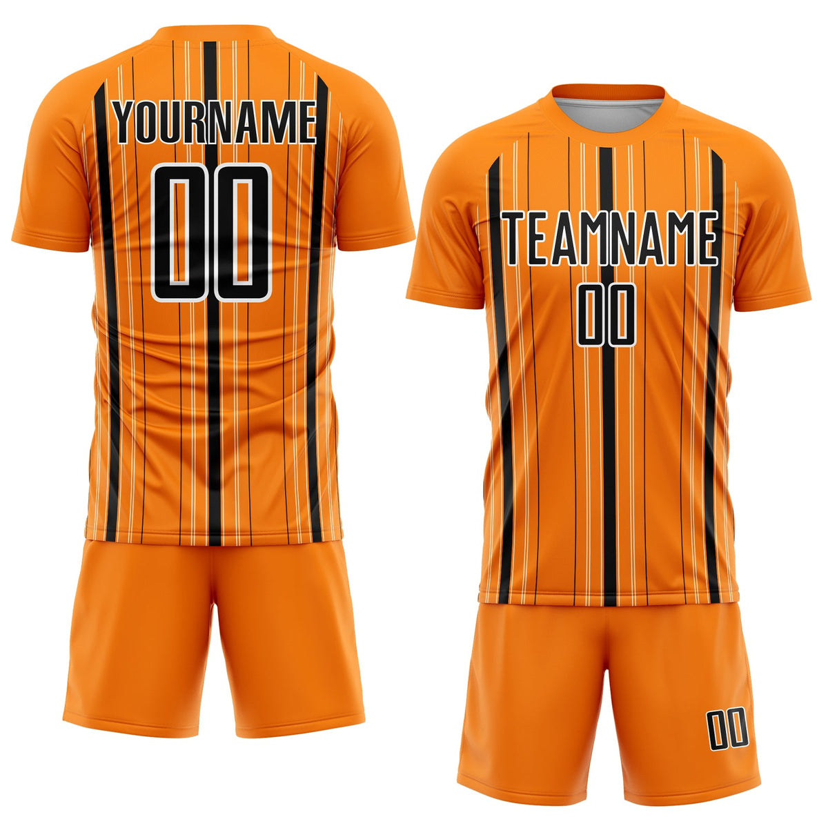 Custom Bay Orange Black-White Stripe Sublimation Soccer Uniform Jersey Limited