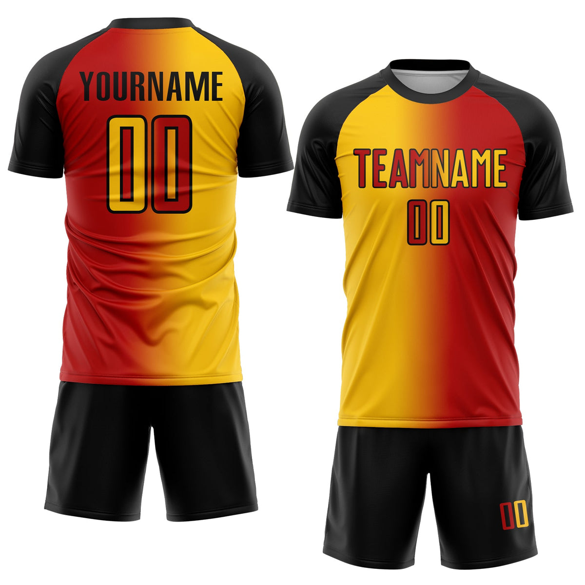 Custom Red Yellow-Black Sublimation Gradient Fashion Soccer Uniform Jersey Limited