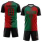 Custom Red Kelly Green-Black Sublimation Gradient Fashion Soccer Uniform Jersey Limited