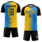 Custom Powder Blue Yellow-Black Sublimation Gradient Fashion Soccer Uniform Jersey Limited