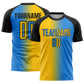 Custom Powder Blue Yellow-Black Sublimation Gradient Fashion Soccer Uniform Jersey