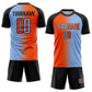 Custom Light Blue Orange-Black Sublimation Gradient Fashion Soccer Uniform Jersey Limited