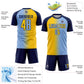 Custom Light Blue Yellow-Navy Sublimation Gradient Fashion Soccer Uniform Jersey Limited