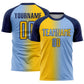Custom Light Blue Yellow-Navy Sublimation Gradient Fashion Soccer Uniform Jersey