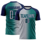 Custom Teal Gray-Navy Sublimation Gradient Fashion Soccer Uniform Jersey