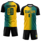 Custom Teal Yellow-Black Sublimation Gradient Fashion Soccer Uniform Jersey Limited