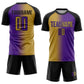 Custom Purple Old Gold-Black Sublimation Gradient Fashion Soccer Uniform Jersey Limited