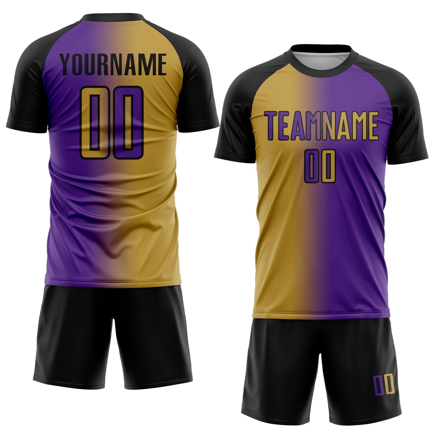 Custom Purple Old Gold-Black Sublimation Gradient Fashion Soccer Uniform Jersey Limited