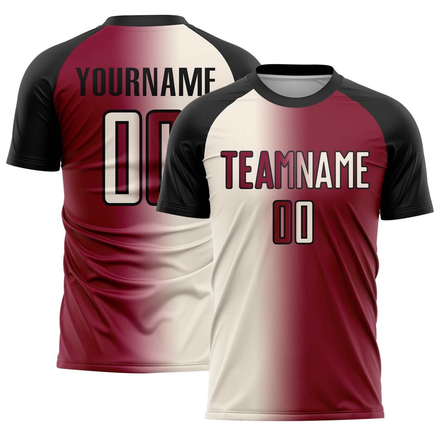 Custom Maroon Cream-Black Sublimation Gradient Fashion Soccer Uniform Jersey