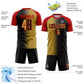 Custom Black Old Gold-Red Sublimation Gradient Fashion Soccer Uniform Jersey Limited