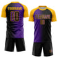 Custom Black Purple-Gold Sublimation Gradient Fashion Soccer Uniform Jersey Limited