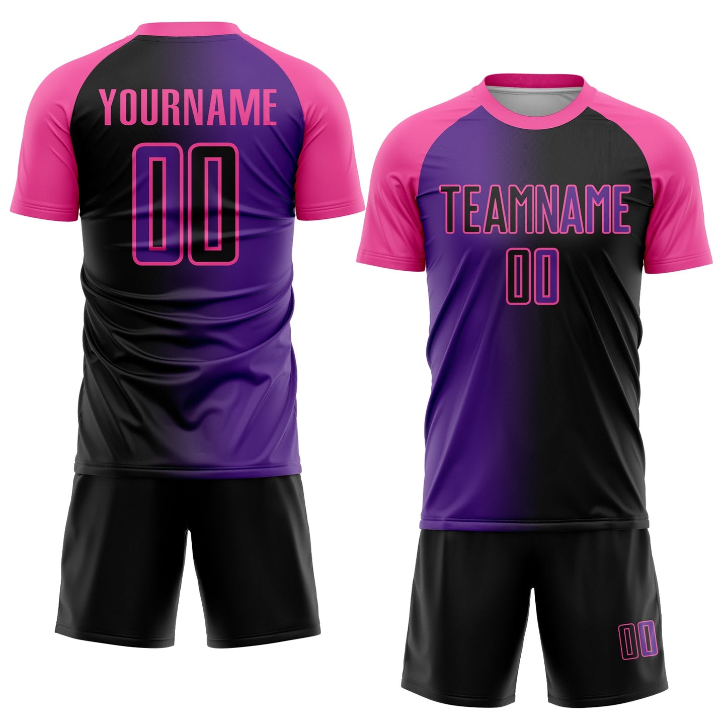 Custom Black Purple-Pink Sublimation Gradient Fashion Soccer Uniform Jersey Limited