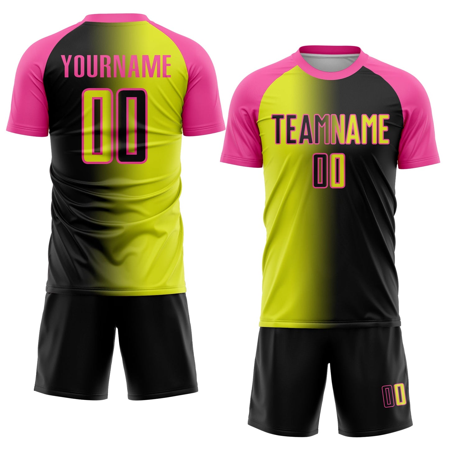 Custom Black Neon Yellow-Pink Sublimation Gradient Fashion Soccer Uniform Jersey Limited