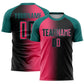 Custom Black Neon Pink-Teal Sublimation Gradient Fashion Soccer Uniform Jersey