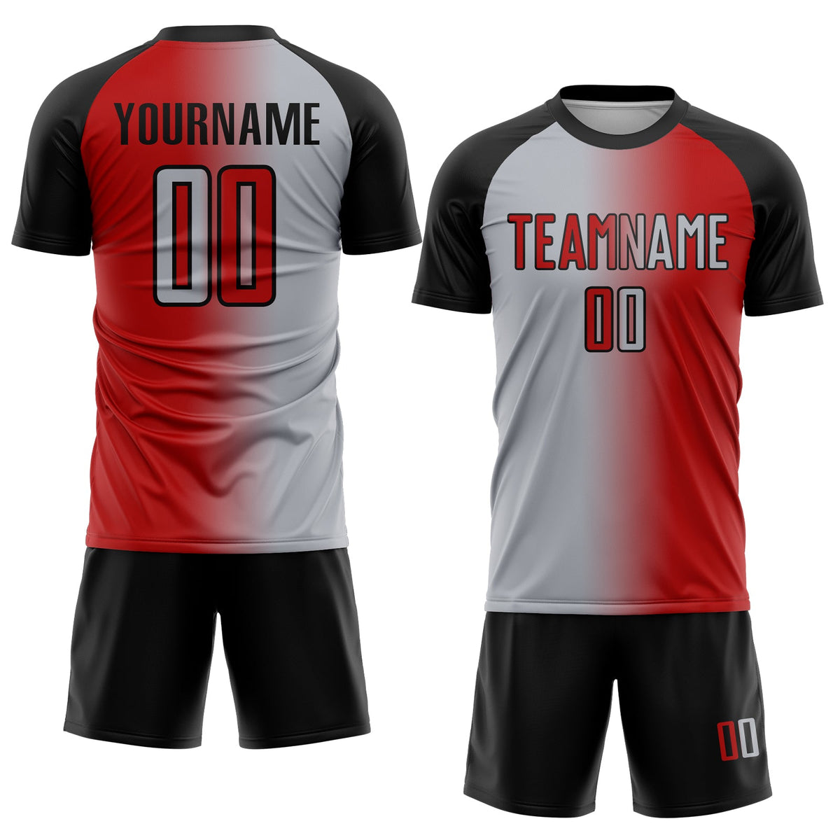 Custom Red Gray-Black Sublimation Gradient Fashion Soccer Uniform Jersey Limited