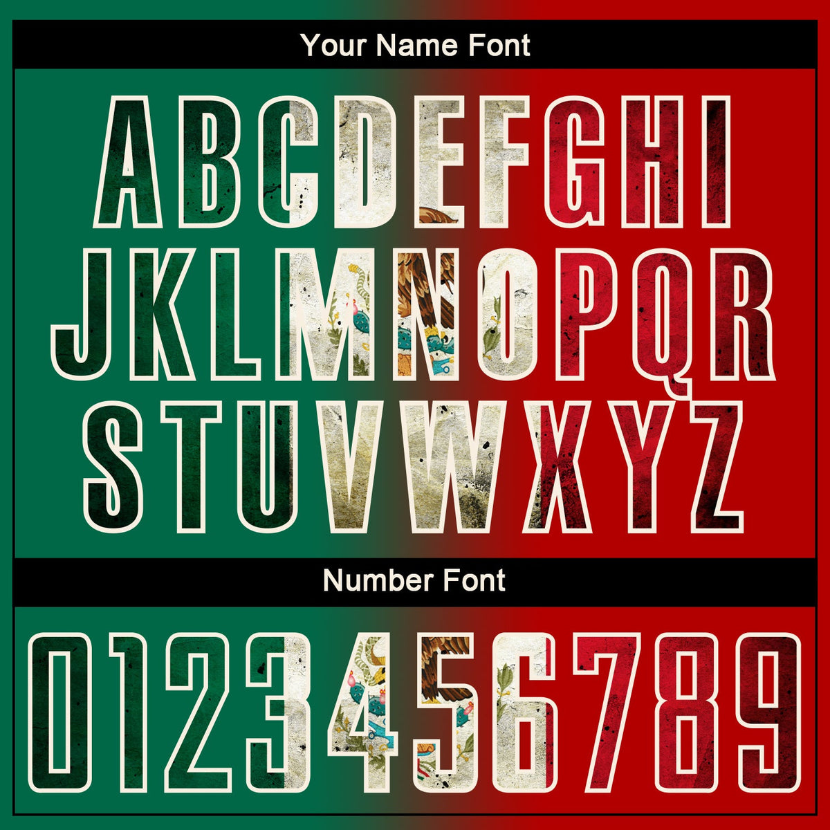 Custom Red Vintage Mexican Flag Kelly Green Black-Cream Sublimation Gradient Fashion Soccer Uniform Jersey Limited