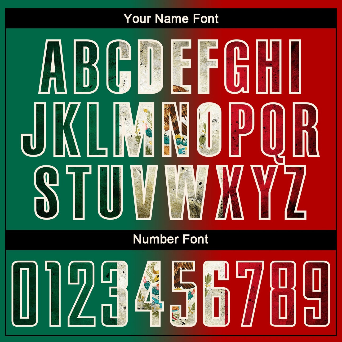 Custom Red Vintage Mexican Flag Kelly Green Black-Cream Sublimation Gradient Fashion Soccer Uniform Jersey Limited