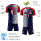 Custom Navy Gray-Red Sublimation Gradient Fashion Soccer Uniform Jersey Limited