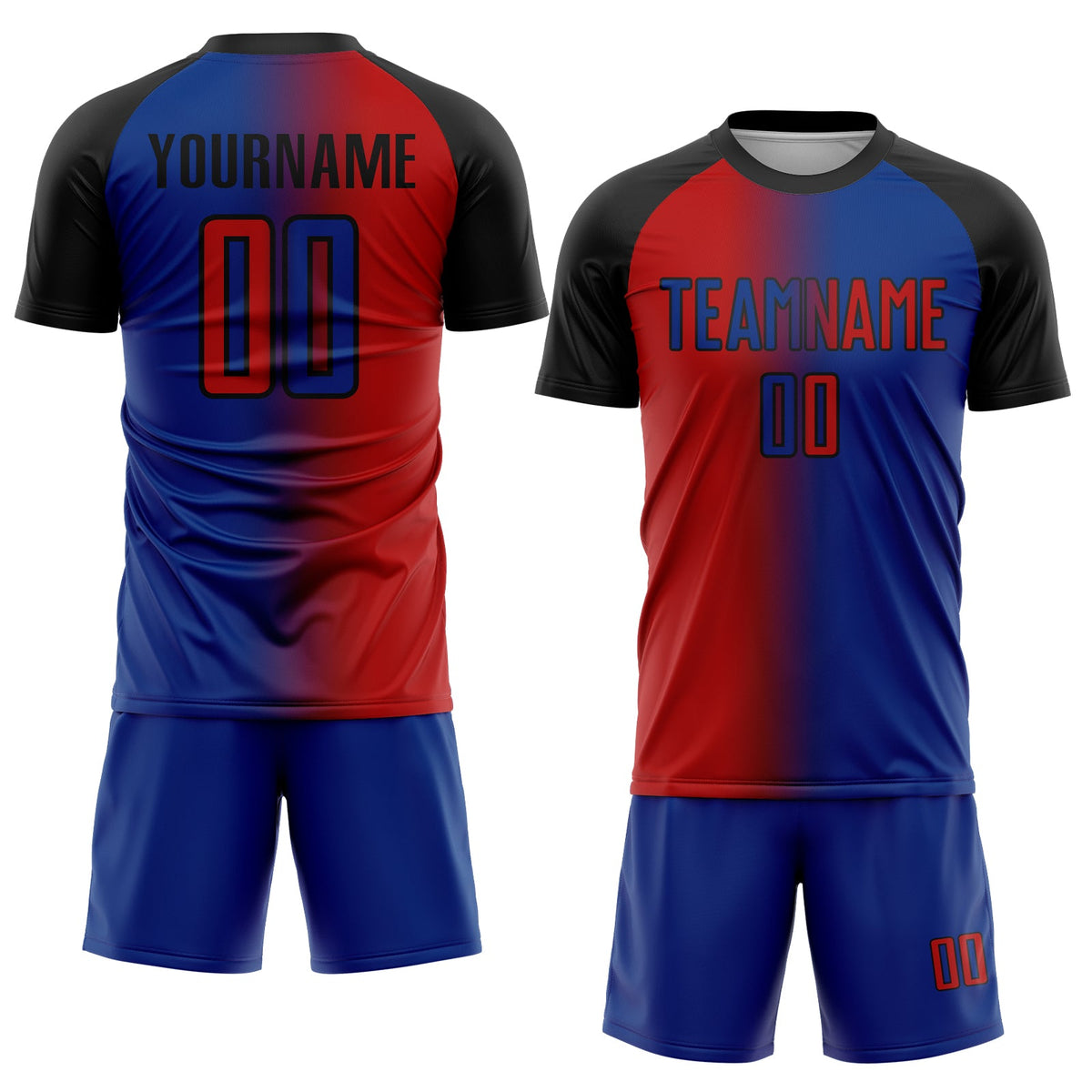 Custom Royal Red-Black Sublimation Gradient Fashion Soccer Uniform Jersey Limited