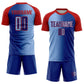 Custom Royal Light Blue-Red Sublimation Gradient Fashion Soccer Uniform Jersey Limited
