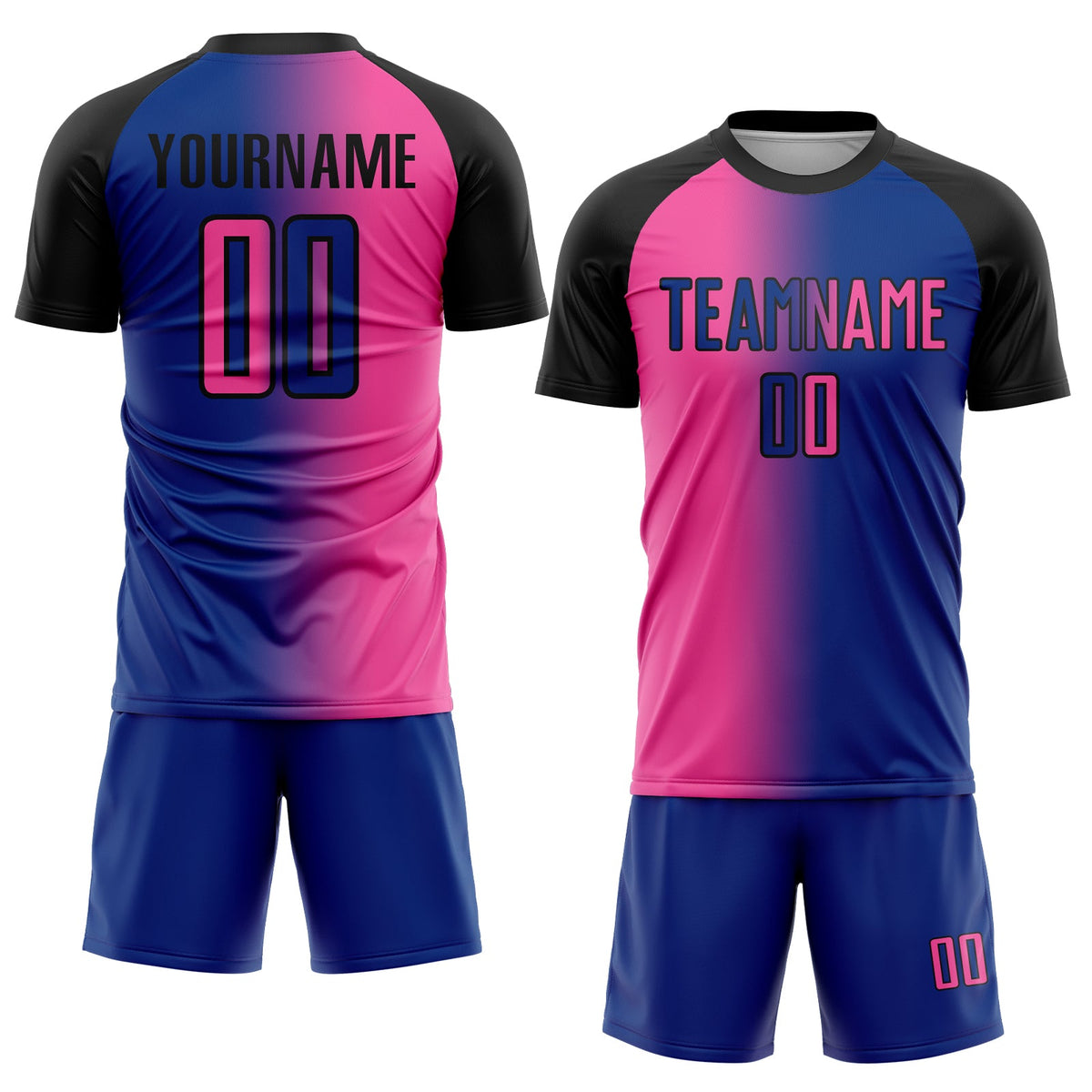 Custom Royal Pink-Black Sublimation Gradient Fashion Soccer Uniform Jersey Limited