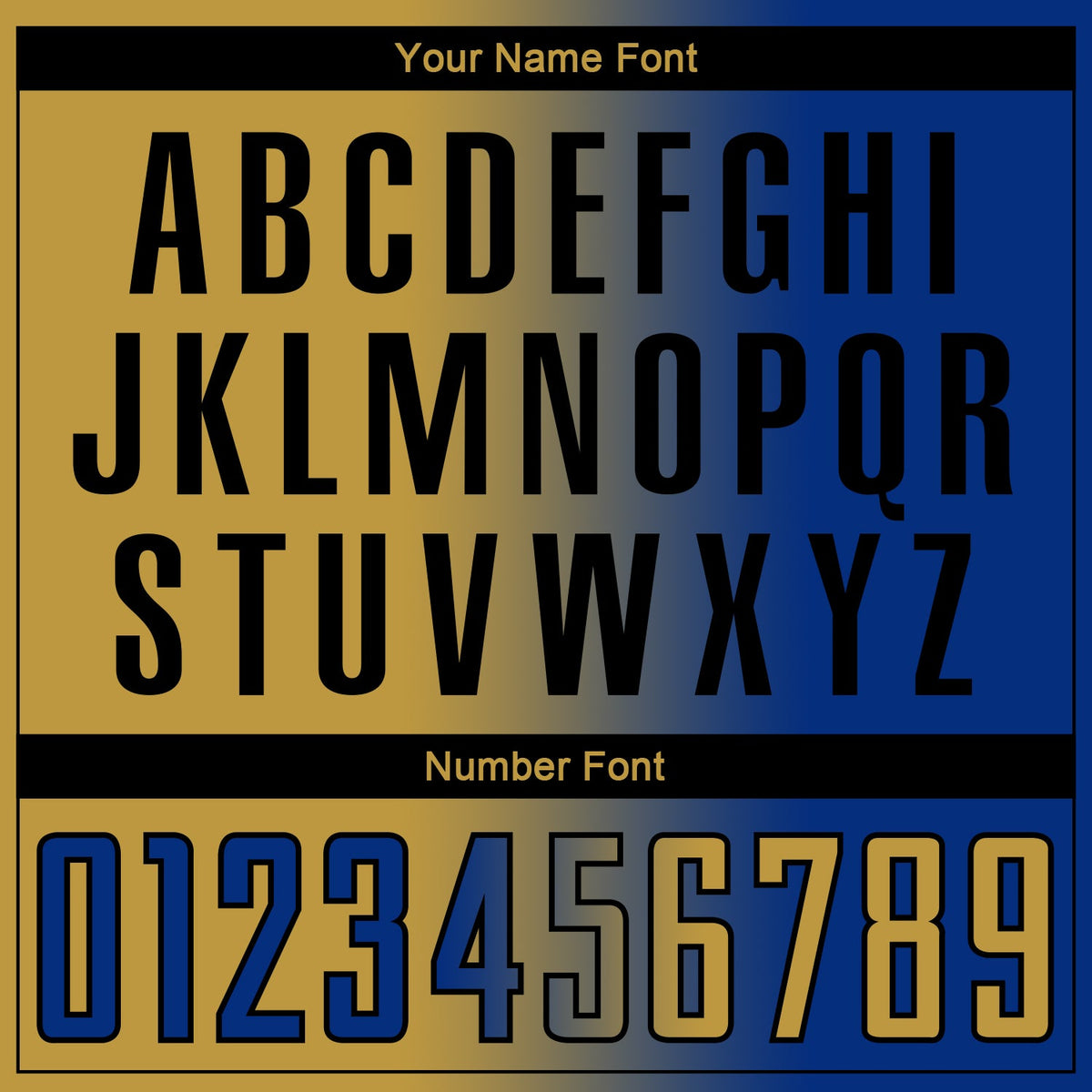 Custom Royal Old Gold-Black Sublimation Gradient Fashion Soccer Uniform Jersey Limited