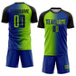 Custom Royal Neon Green-Black Sublimation Gradient Fashion Soccer Uniform Jersey Limited