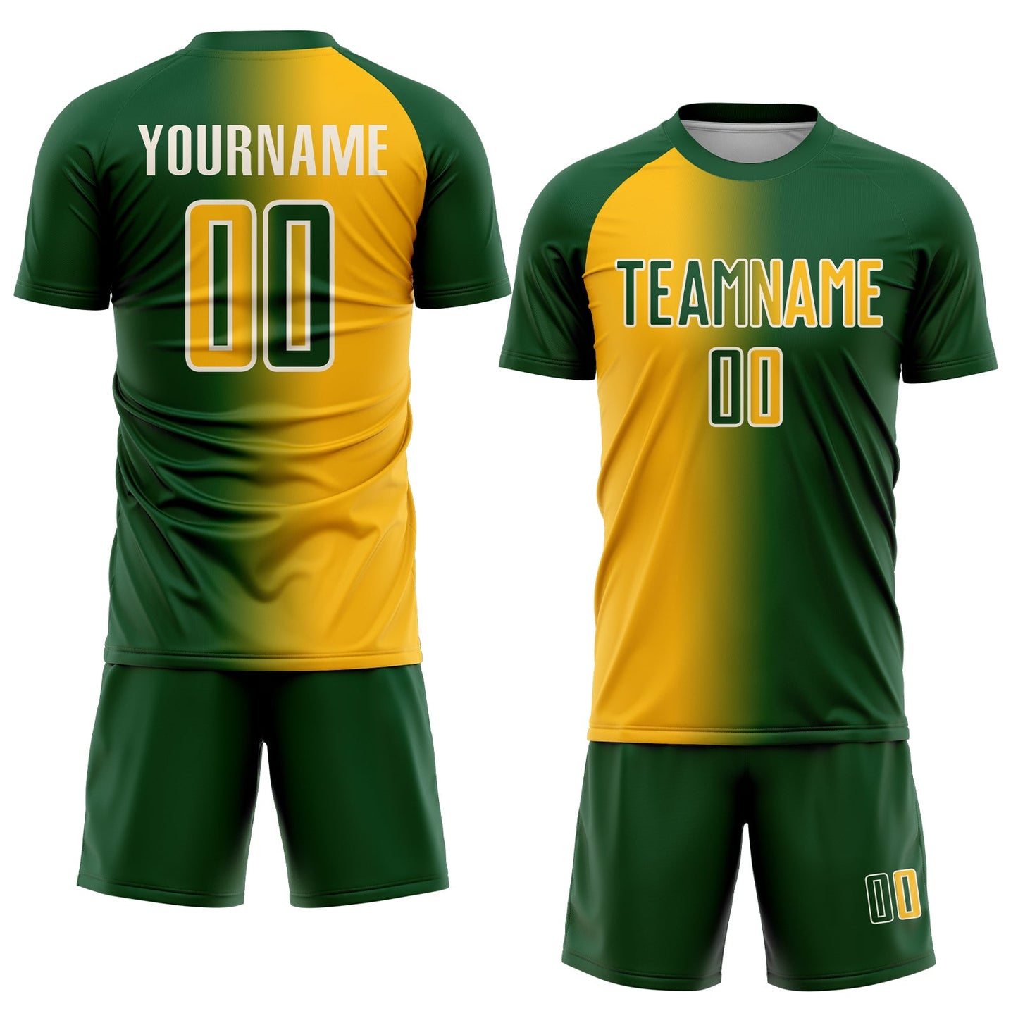 Custom Green Gold-Cream Sublimation Gradient Fashion Soccer Uniform Jersey Limited