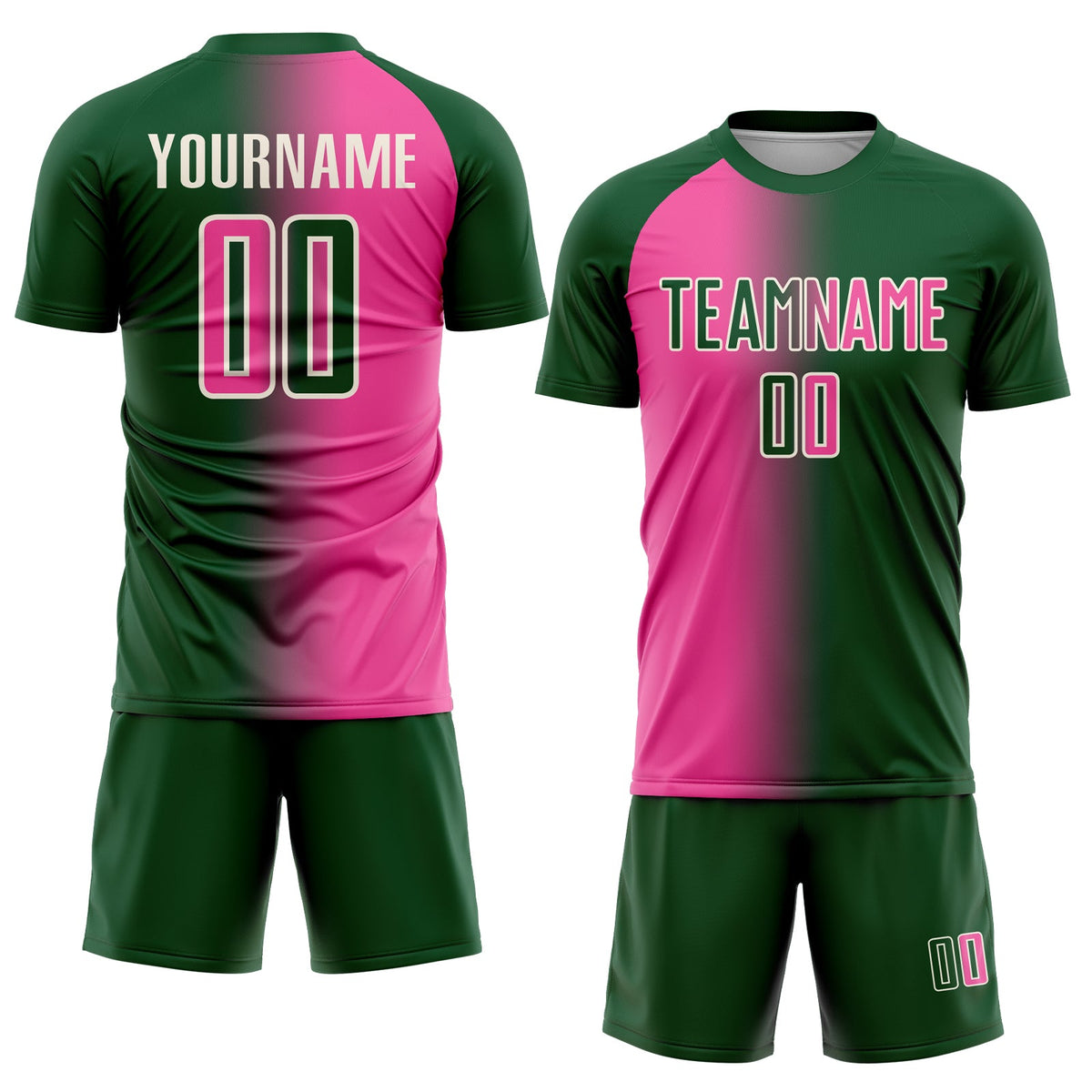 Custom Green Pink-Cream Sublimation Gradient Fashion Soccer Uniform Jersey Limited