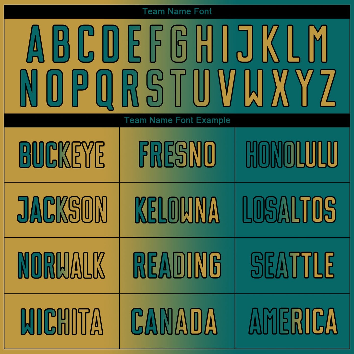 Custom Teal Old Gold-Black Sublimation Gradient Fashion Soccer Uniform Jersey Limited