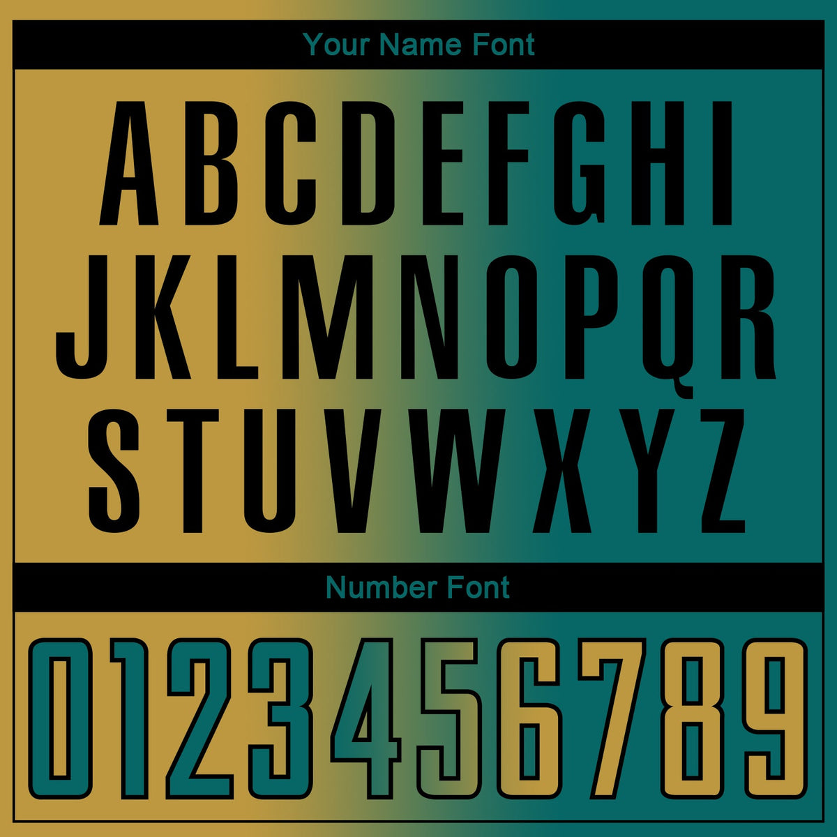 Custom Teal Old Gold-Black Sublimation Gradient Fashion Soccer Uniform Jersey Limited