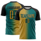 Custom Teal Old Gold-Black Sublimation Gradient Fashion Soccer Uniform Jersey