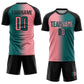 Custom Teal Medium Pink-Black Sublimation Gradient Fashion Soccer Uniform Jersey Limited