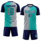 Custom Aqua Gray-Navy Sublimation Gradient Fashion Soccer Uniform Jersey Limited