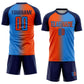 Custom Powder Blue Orange-Navy Sublimation Gradient Fashion Soccer Uniform Jersey Limited