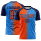 Custom Powder Blue Orange-Navy Sublimation Gradient Fashion Soccer Uniform Jersey
