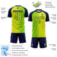 Custom Neon Yellow Neon Green-Navy Sublimation Gradient Fashion Soccer Uniform Jersey Limited