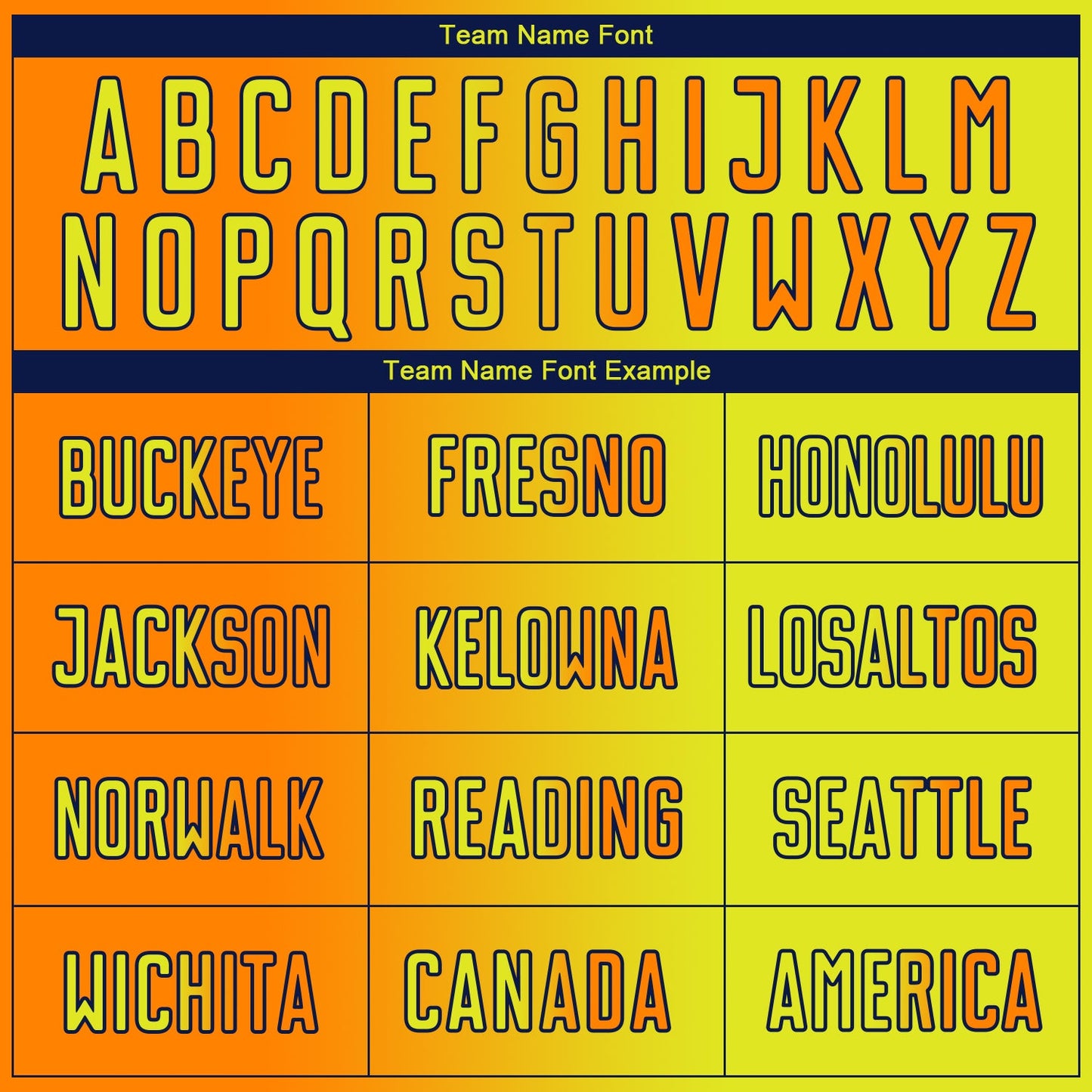 Custom Neon Yellow Bay Orange-Navy Sublimation Gradient Fashion Soccer Uniform Jersey Limited