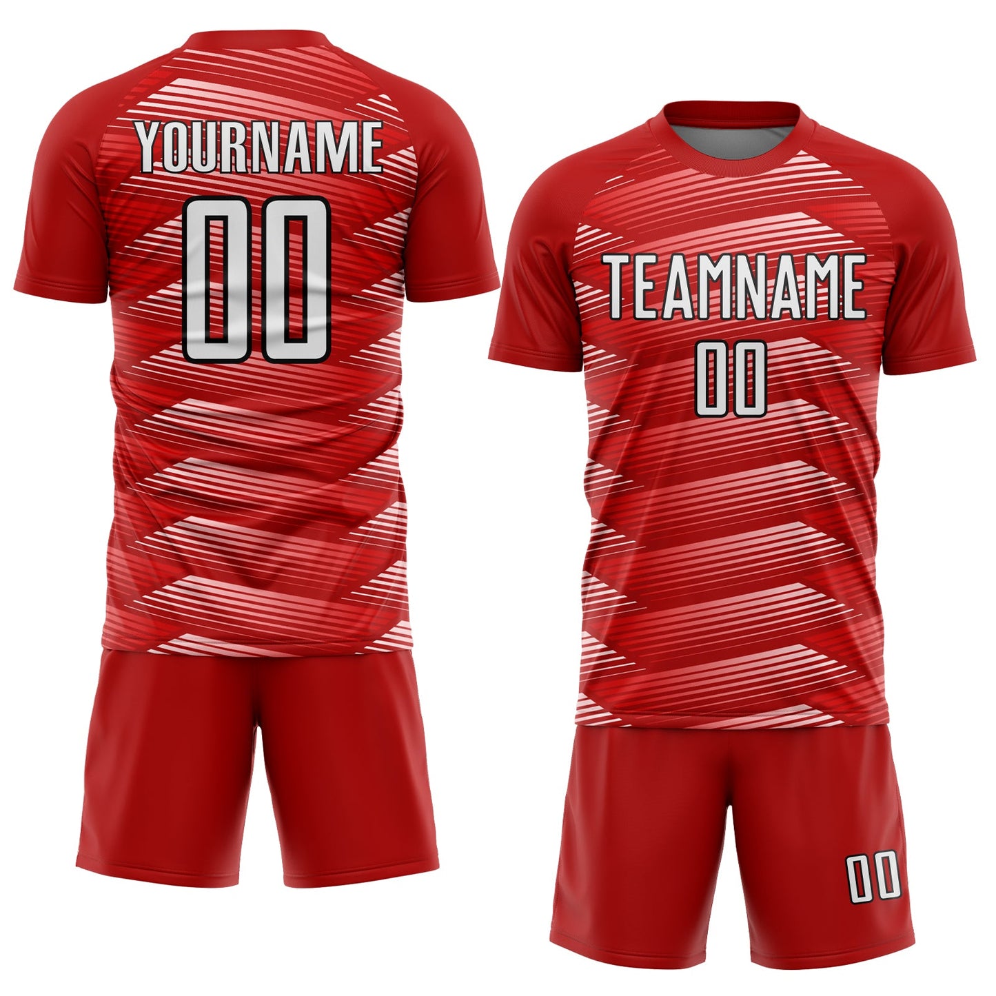 Custom Red White-Black Stripe Line Sublimation Soccer Uniform Jersey Limited