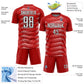 Custom Red White-Black Stripe Line Sublimation Soccer Uniform Jersey Limited