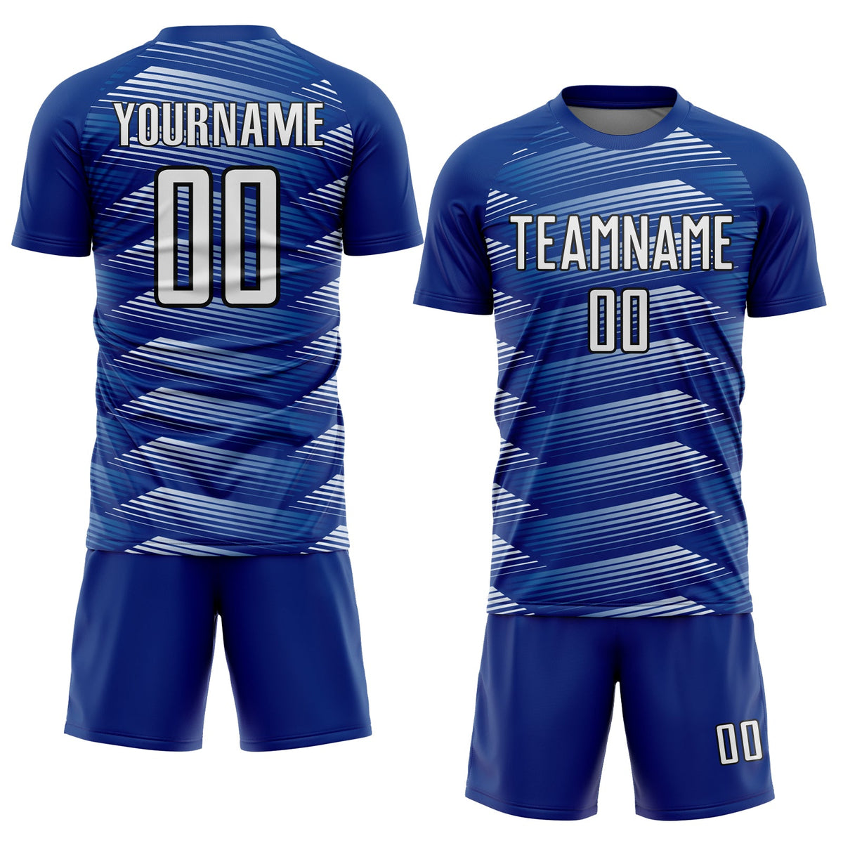 Custom Royal White-Black Stripe Line Sublimation Soccer Uniform Jersey Limited