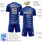 Custom Royal White-Black Stripe Line Sublimation Soccer Uniform Jersey Limited