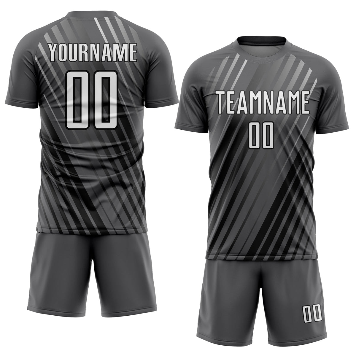 Custom Steel Gray White-Black Stripe Line Sublimation Soccer Uniform Jersey Limited