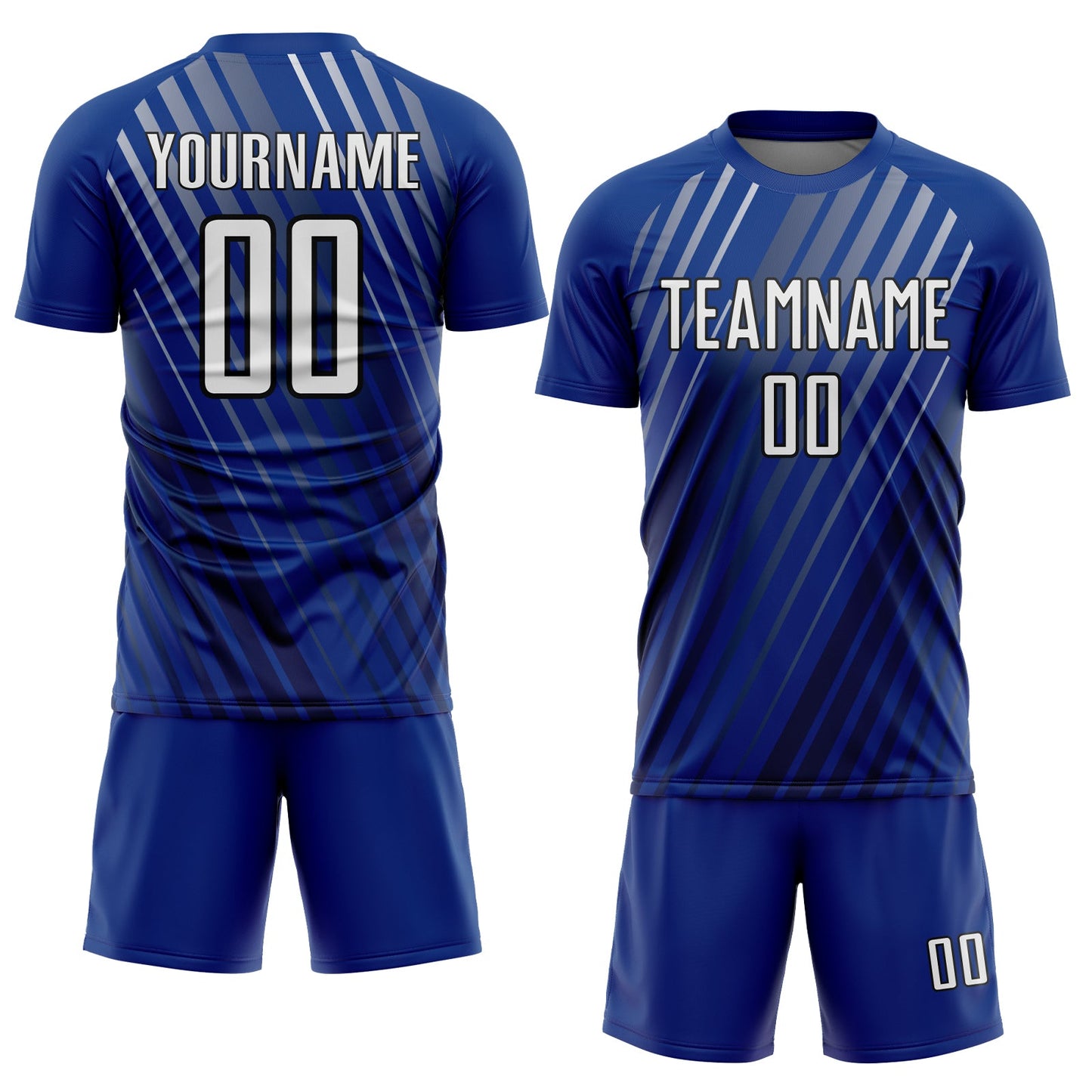 Custom Royal White-Black Stripe Line Sublimation Soccer Uniform Jersey Limited