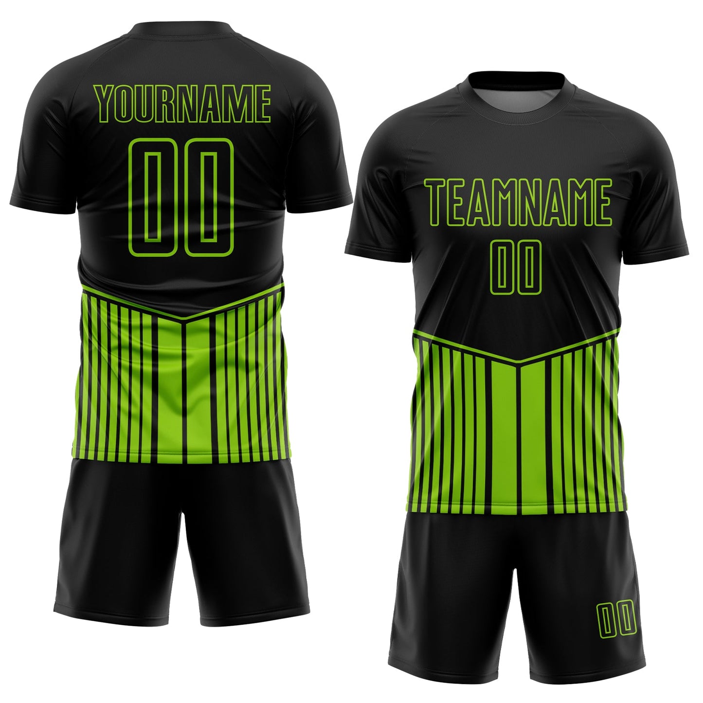 Custom Black Neon Green Stripe Line Sublimation Soccer Uniform Jersey Limited