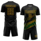 Custom Black Gold Gradient Arrow Geometric Shapes Sublimation Soccer Uniform Jersey Limited