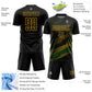 Custom Black Gold Gradient Arrow Geometric Shapes Sublimation Soccer Uniform Jersey Limited