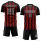 Custom Black Red-White Stripe Line Sublimation Soccer Uniform Jersey Limited