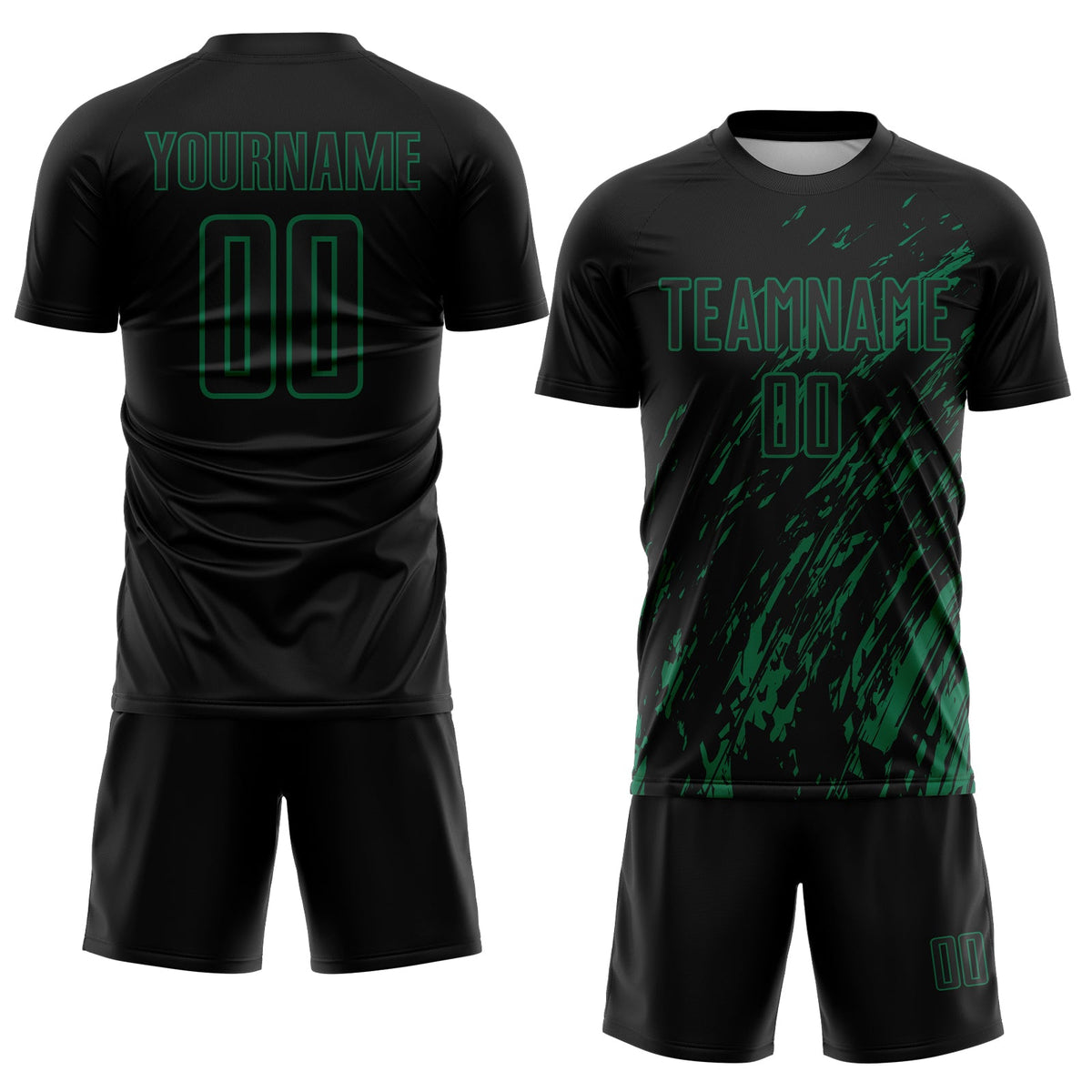 Custom Black Kelly Green Splash Sublimation Soccer Uniform Jersey Limited